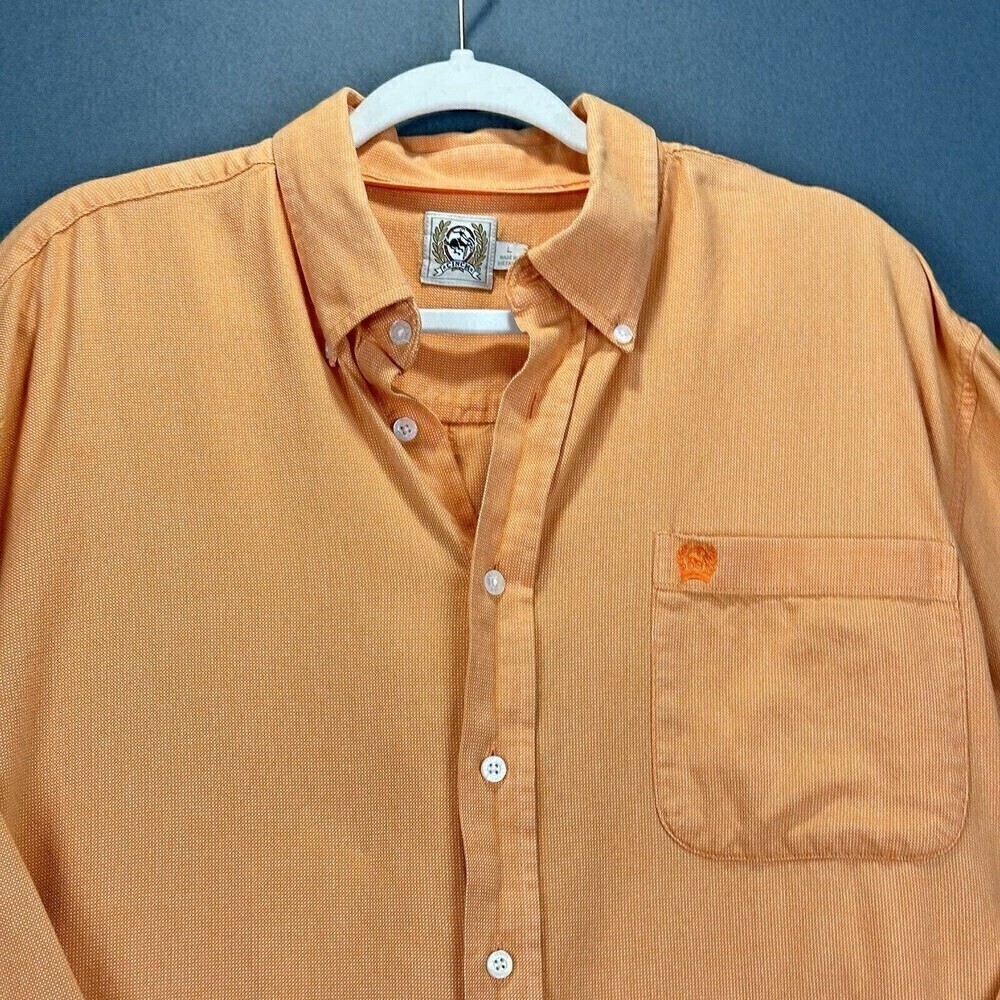 Cinch Shirt Mens Large Orange Button Down Oxford Long Sleeve Western 100% Cotton